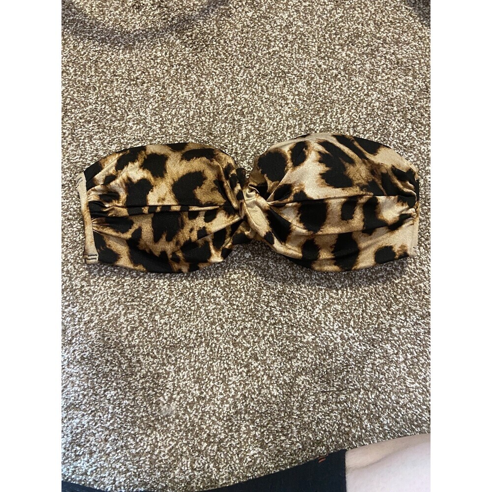 Victoria’s Secret Bikini Top Womens Size 34C Leopard Print Strapless Swimsuit